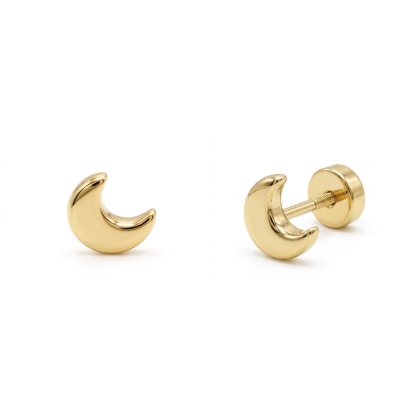 Aros Abridores Enchapados en Oro 14k- Luna 4mm