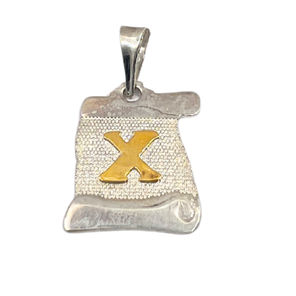 Letra Pergamino con Oro - X