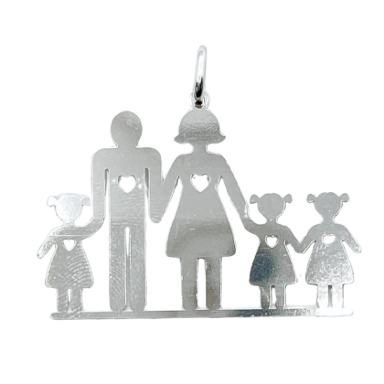 Colgante Familia Mamá, Papá y Tres Niñas