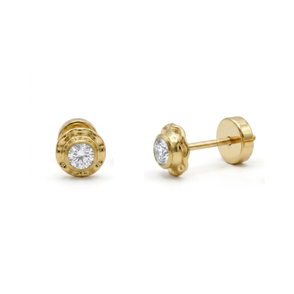 Aros Abridores Enchapado en Oro 14k- Circón 3.5mm
