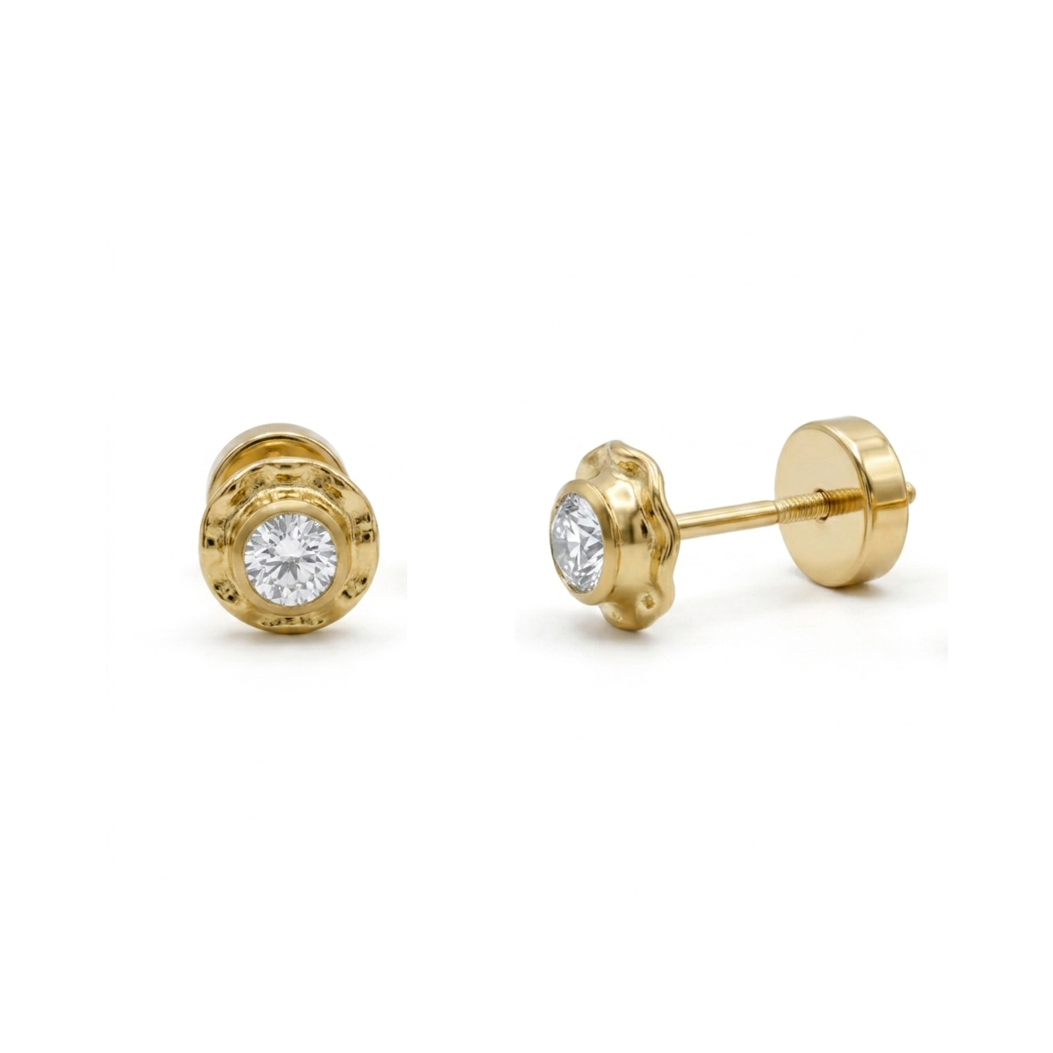 Aros Abridores Enchapado en Oro 14k- Circón 3.5mm