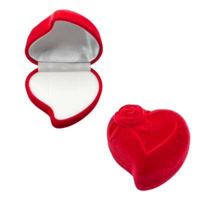 Caja 1 Anillos Corazón Terciopelo