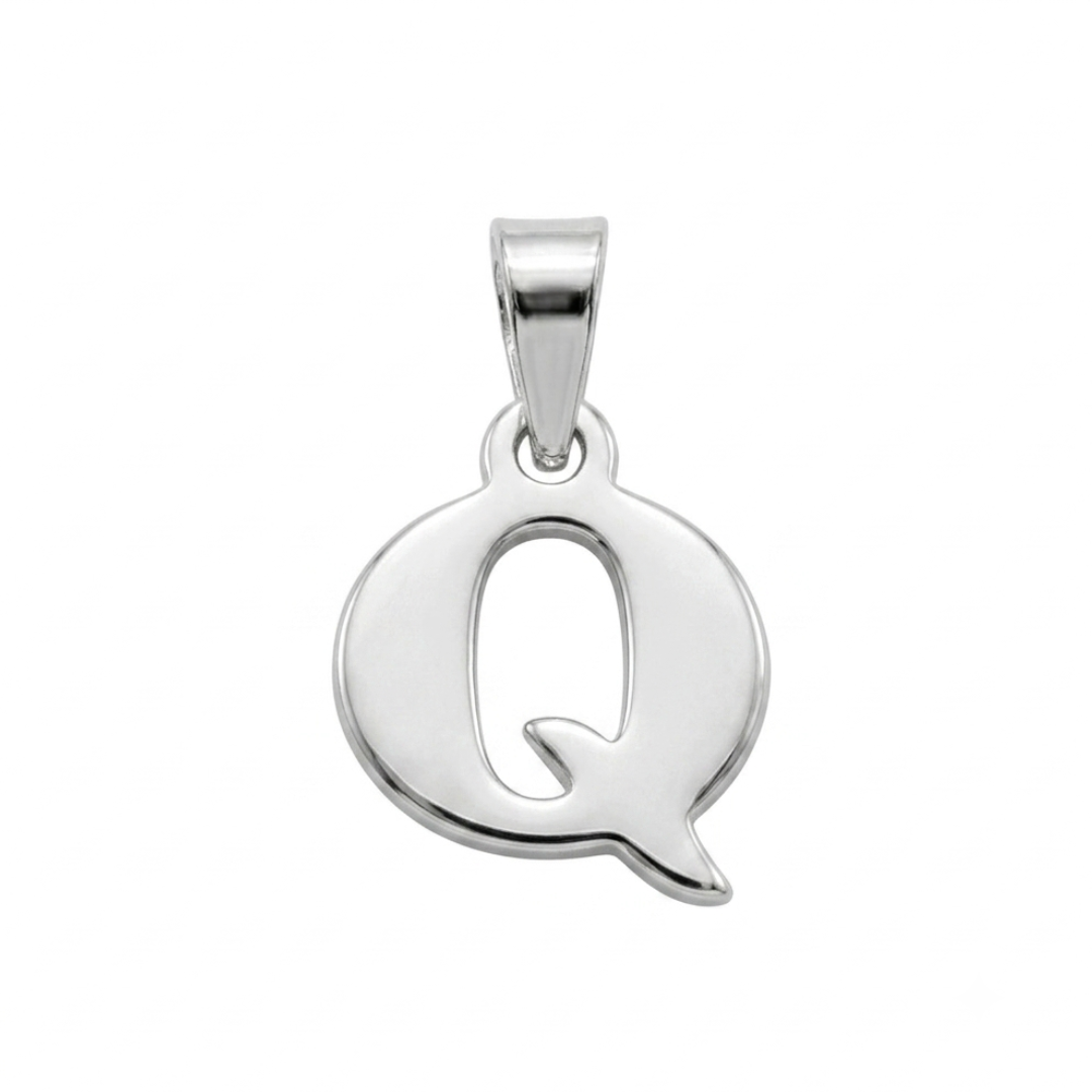 Letra Estampada PLata Sola - Q