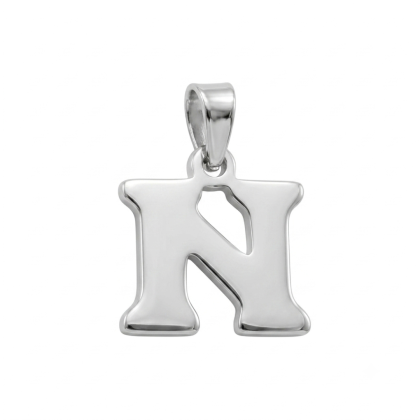 Letra Estampada Plata Sola - N