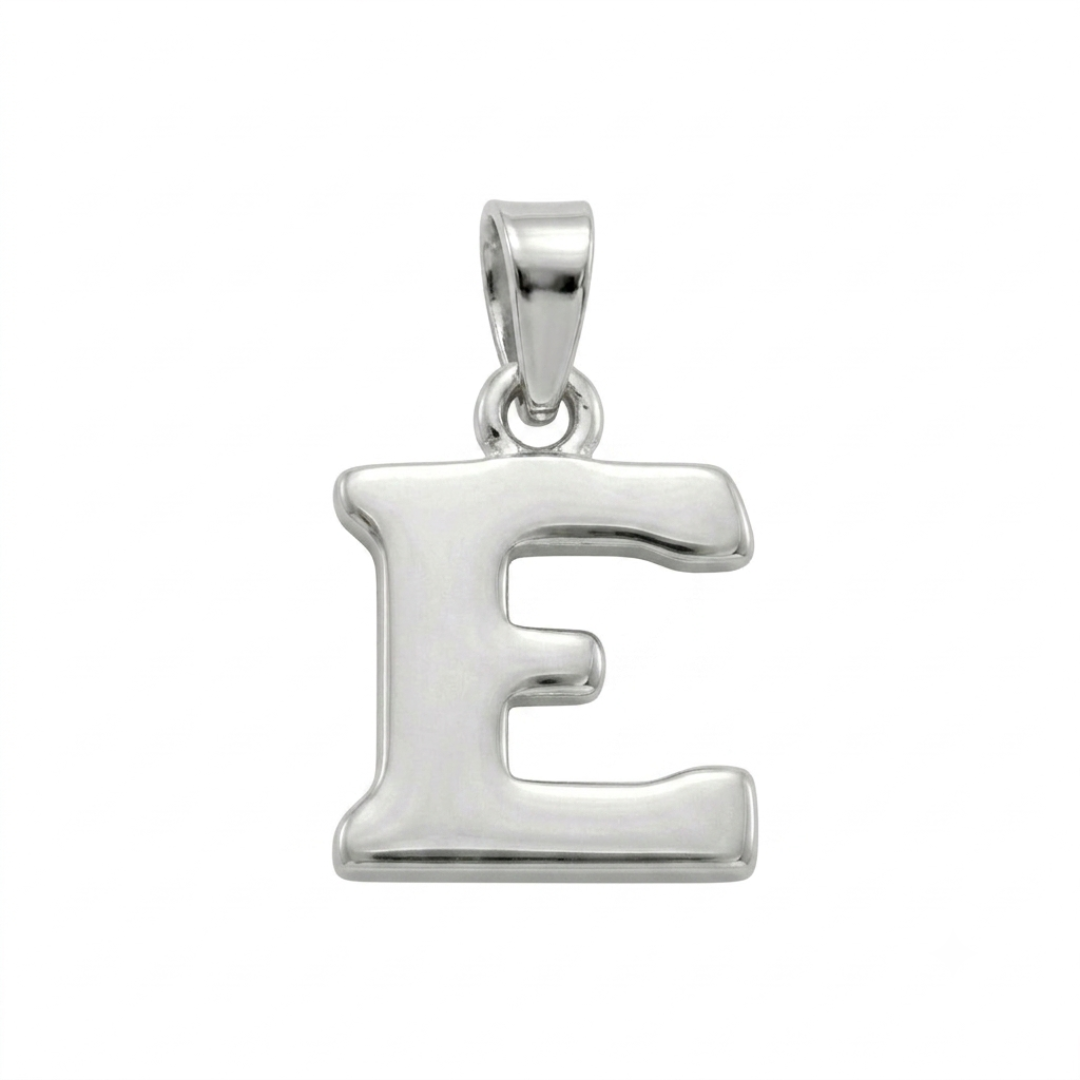 Letra Estampada Plata Sola - E