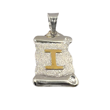 Letra Pergamino Plata con Oro - I