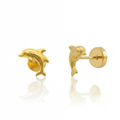 Aros Abridores Enchapados en Oro 14k- Delfín