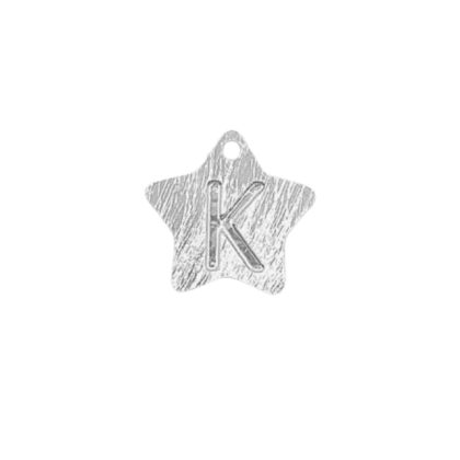 Colgante Plateado Estrella Letra K
