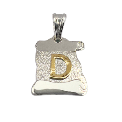 Letra Pergamino Plata con Oro - D
