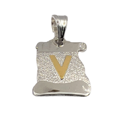 Letra Pergamino Plata con Oro - V