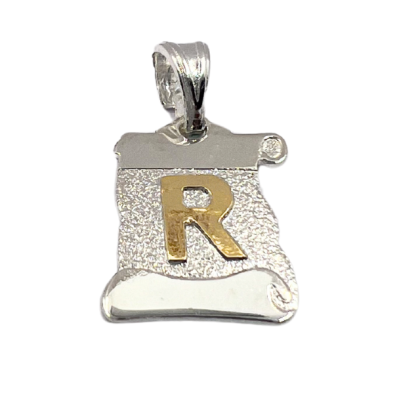 Letra Pergamino Plata con Oro - R