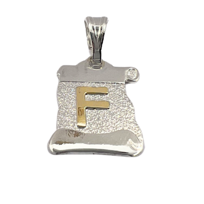 Letra Pergamino Plata con Oro - F