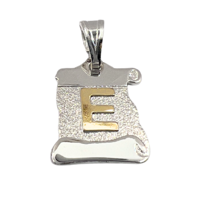 Letra Pergamino Plata con Oro - E