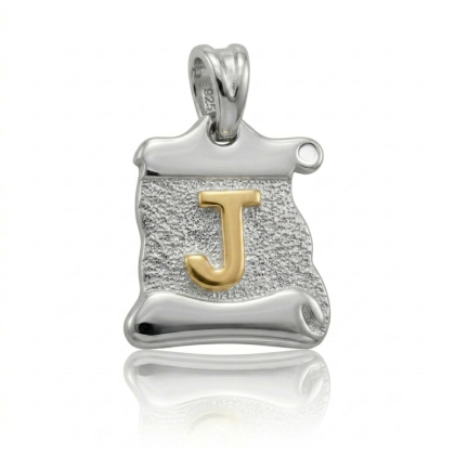Letra Pergamino Plata con Oro - J