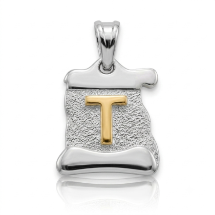 Letra Pergamino Plata con Oro - T