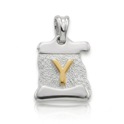 Letra Pergamino Plata con Oro - Y