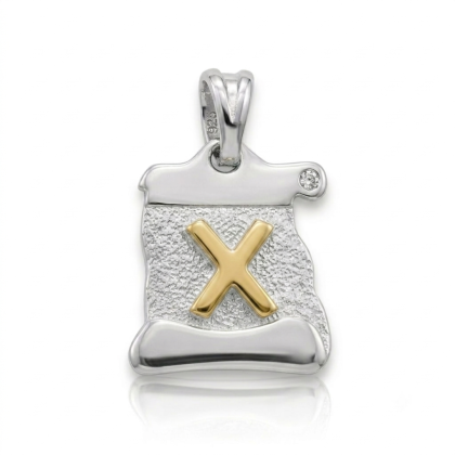 Letra Pergamino Plata con Oro - X