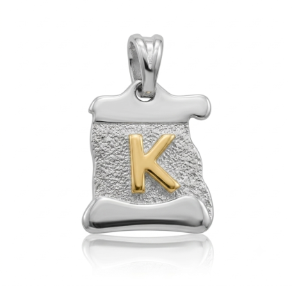 Letra Pergamino Plata con Oro - K