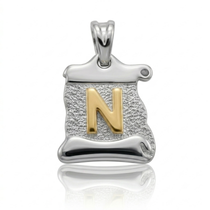 Letra Pergamino Plata con Oro - N