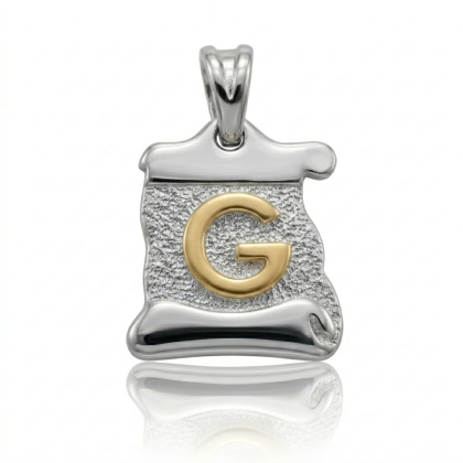 Letra Pergamino Plata con Oro - G
