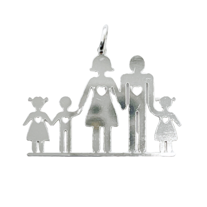 Colgante Familia Mamá, Papá, Dos Niñas y Un Niño