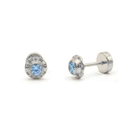 Aros Abridores Plata 925 - Circón Celeste 3.5mm