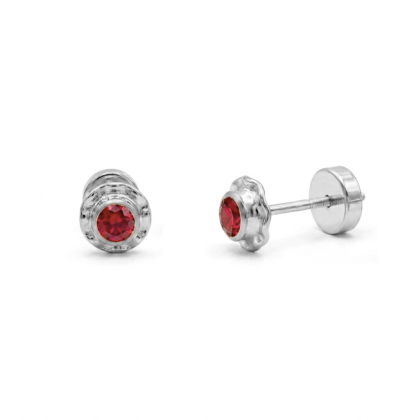 Aros Abridores Plata 925 - Circón Rubí 3.5mm