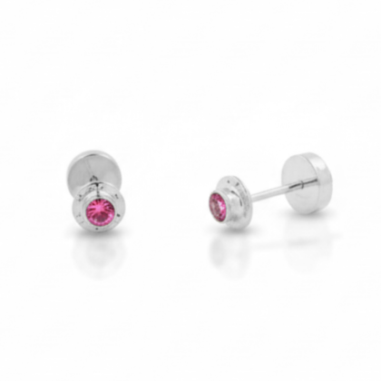 Aros Abridores Plata 925 - Circón Rosa 2.5mm