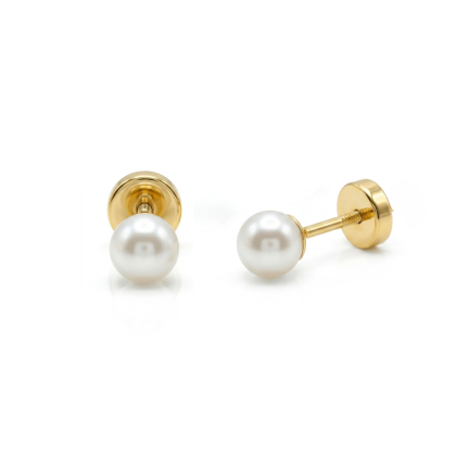 Aros Abridores Enchapados en Oro 14k- Perla 5mm