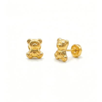 Aros Abridores Enchapados en Oro 14k- Oso