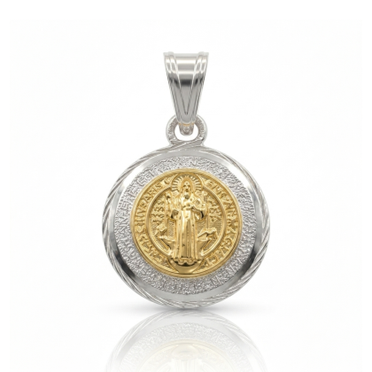 Colgante San Benito Plata con Oro