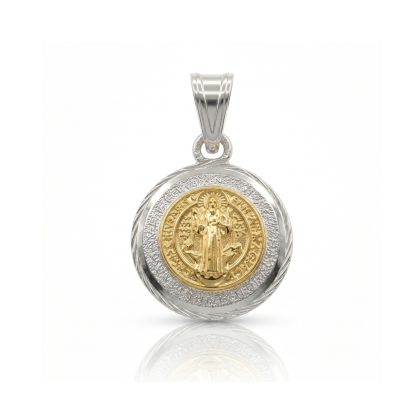 Colgante San Benito Plata con Oro