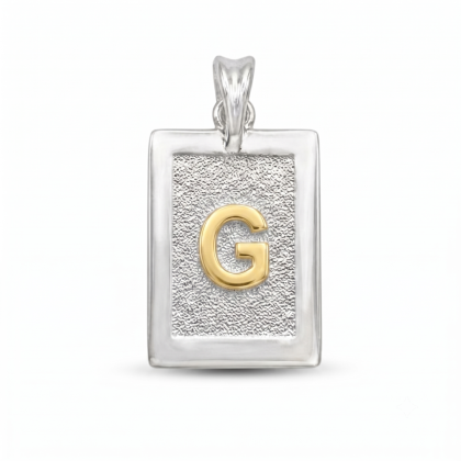 Letra Rectangular con Oro 925 - G