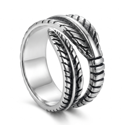 Anillo Plata Envejecida Hoja