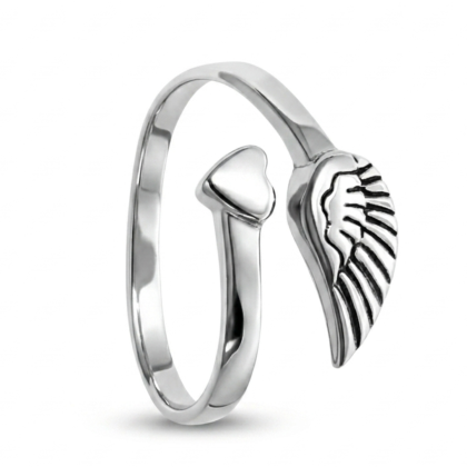 Anillo Ala Corazón Ajustable