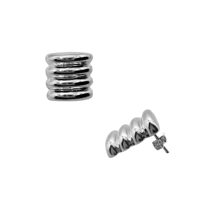 Aro Apegado Plateado Líneas 10mm