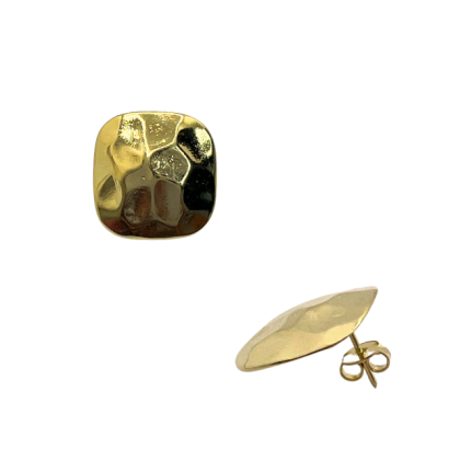 Aro Apegado Dorado Cuadrado Martillado 16mm