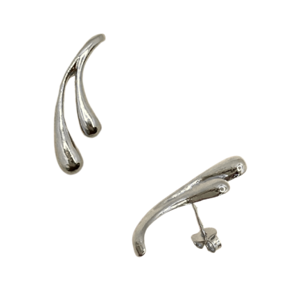 Aro Apegado Plateado Doble Gota 27mm