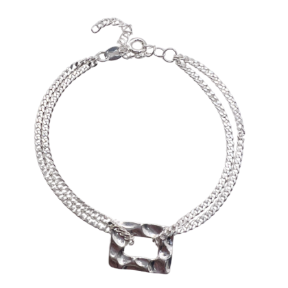 Pulsera Plateada Grumet Doble 18cm