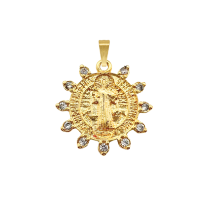 Colgante Dorado San Benito de Pie Circón