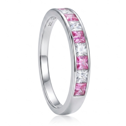 Anillo Cintillo Rosa y Blanco