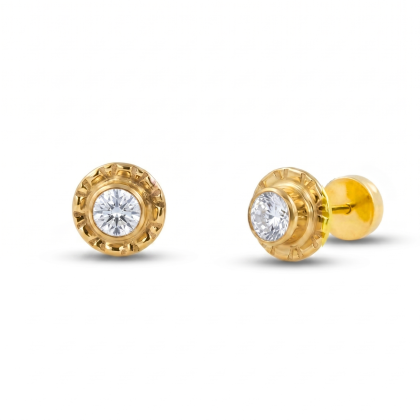 Aros Abridores Enchapado en Oro 14k- Circón 4mm