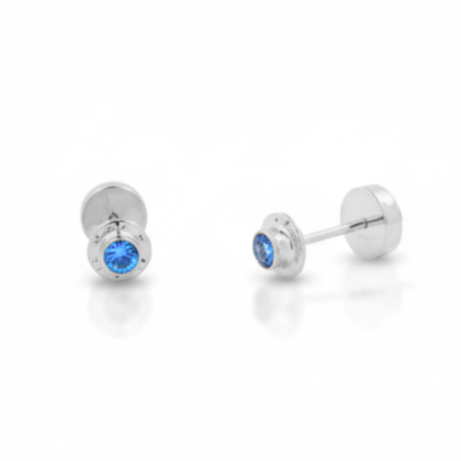 Aros Abridores Plata 925 - Circón Celeste 2.5mm