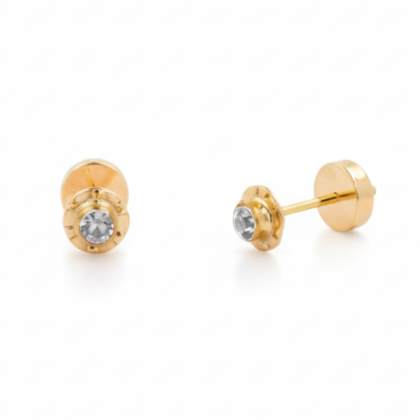 Aros Abridores Enchapados en Oro 14k- Circón Blanco 2.5mm