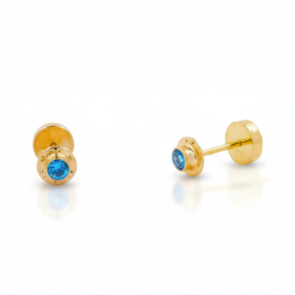 Aros Abridores Enchapados en Oro 14k- Circón Celeste 2.5mm
