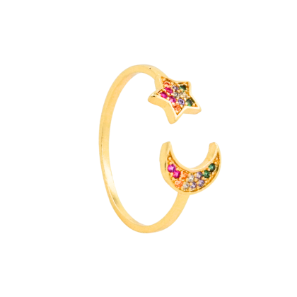 Anillo Dorado Luna Estrella