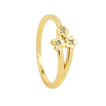 Anillo Dorado Flor Triple