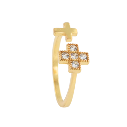 Anillo Dorado Cruz Circón