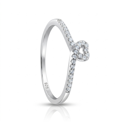 Anillo Cintillo Corazón Micro Circón