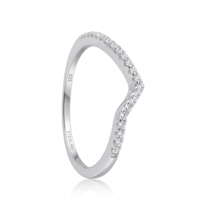 Anillo Micro circón Cintillo Curvo
